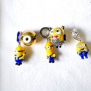 New sterling silver Minion charms bundle of 5 for jewelry Pandora like bracelet